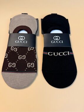 designer low-cut no-show 2 pairs socks brown and black gg logo small-medium new